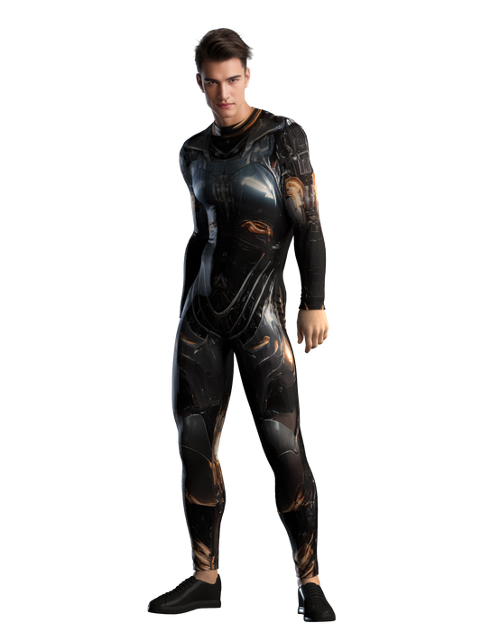 Futuristic Cyborg Costume Men (Custom Fit Available), Rave Costume Men, Festival Bodysuit, Halloween Robotic Armor Costume, A144M