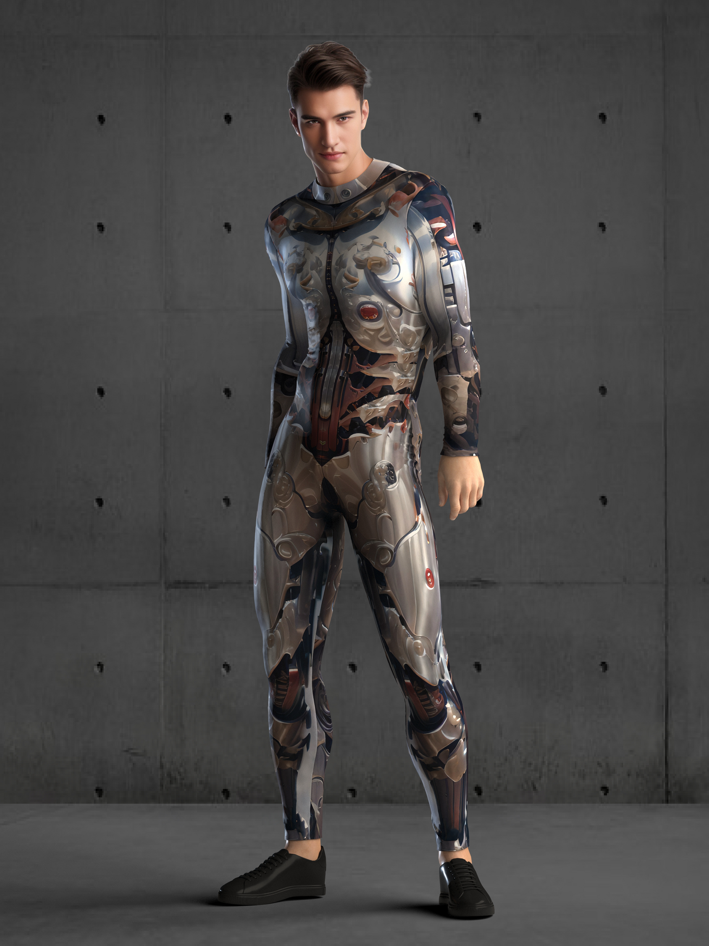 Futuristic Cyborg Costume Men (Custom Fit Available), Rave Costume Men, Festival Bodysuit, Halloween Robotic Armor Costume, A137M