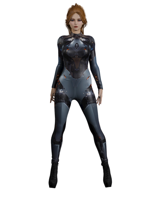 Halloween Blue Cyber Armor Costume for Women (Custom Fit Available), Cyberpunk Rave Party Outfit, Burning Man clothing A170