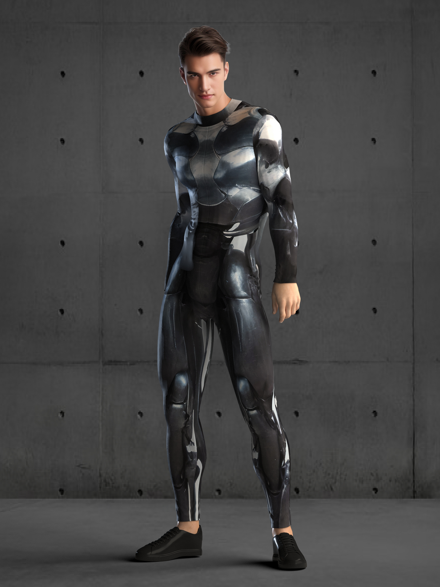 Black and Silver Space Armor Costume Men (Custom Fit Available), Rave Costume Men, Festival Bodysuit, Halloween Armor Costume, A146M