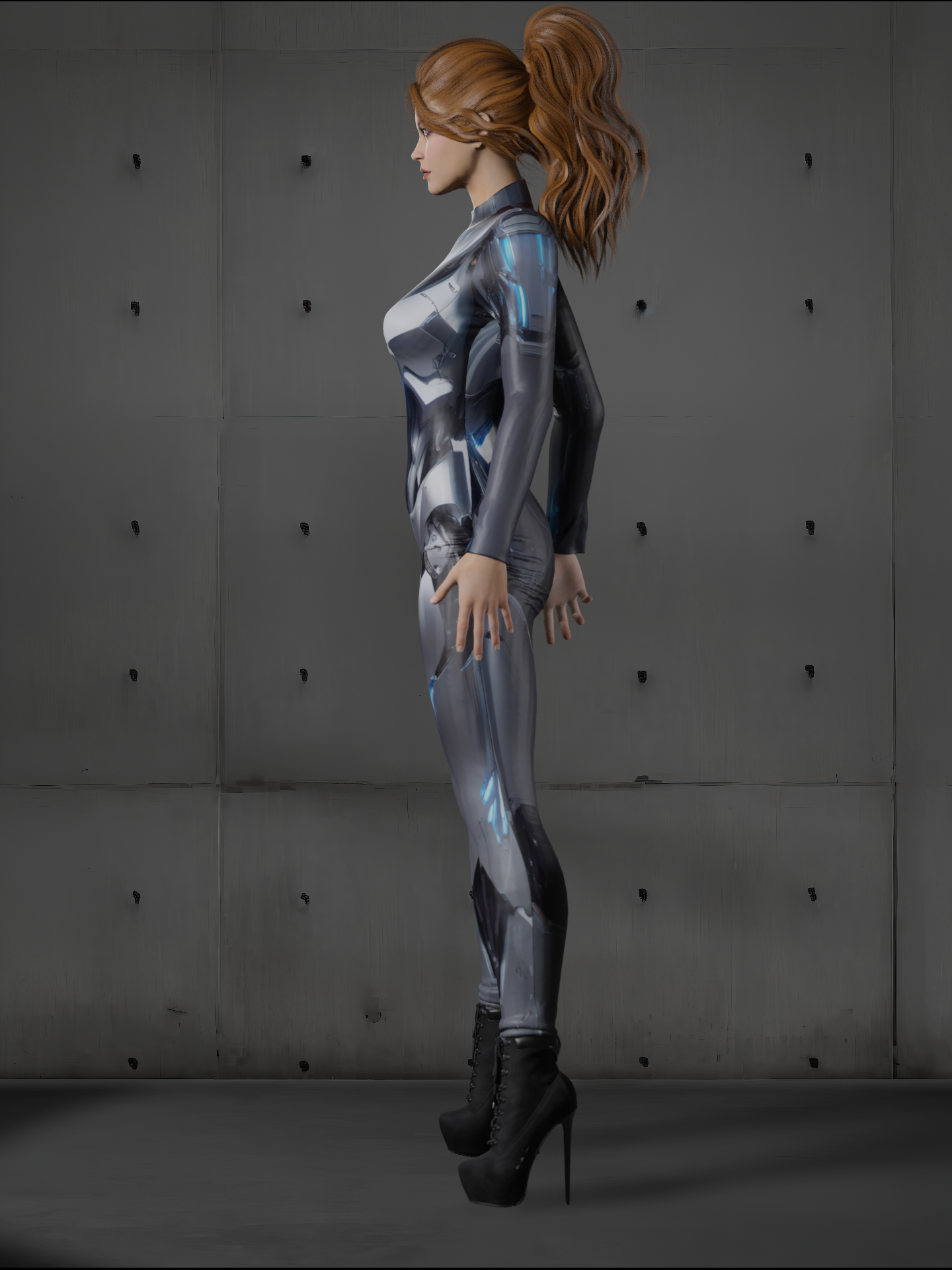 Halloween Grey Blue Cyber Armor Costume for Women (Custom Fit Available), Cyberpunk Rave Party Outfit, Burning Man clothing A168