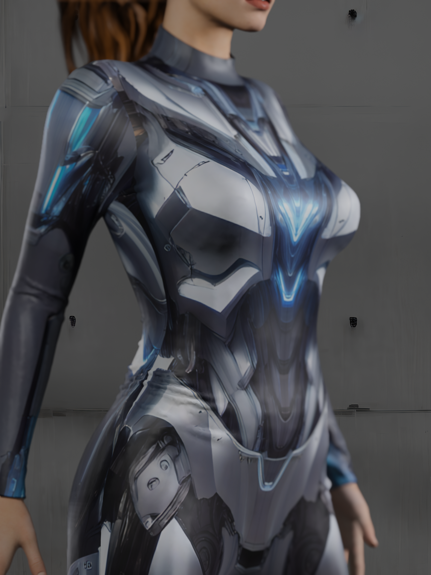 Halloween Grey Blue Cyber Armor Costume for Women (Custom Fit Available), Cyberpunk Rave Party Outfit, Burning Man clothing A168