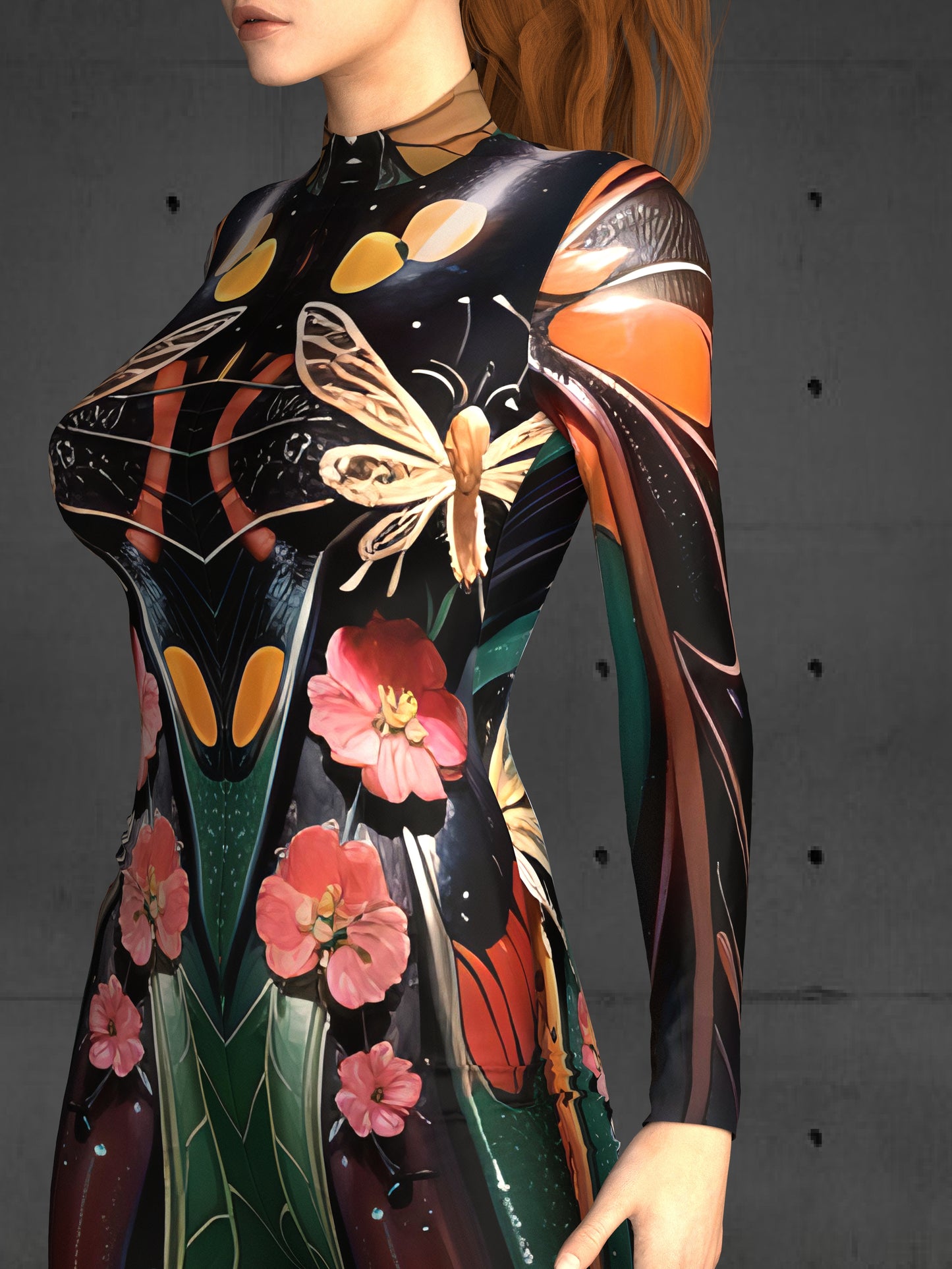 Butterflies Performance Costume Women(Custom Fit Available), Lepidoptera Clothing, Futuristic Rave Outfit, Futuristic Insect Clothing A136