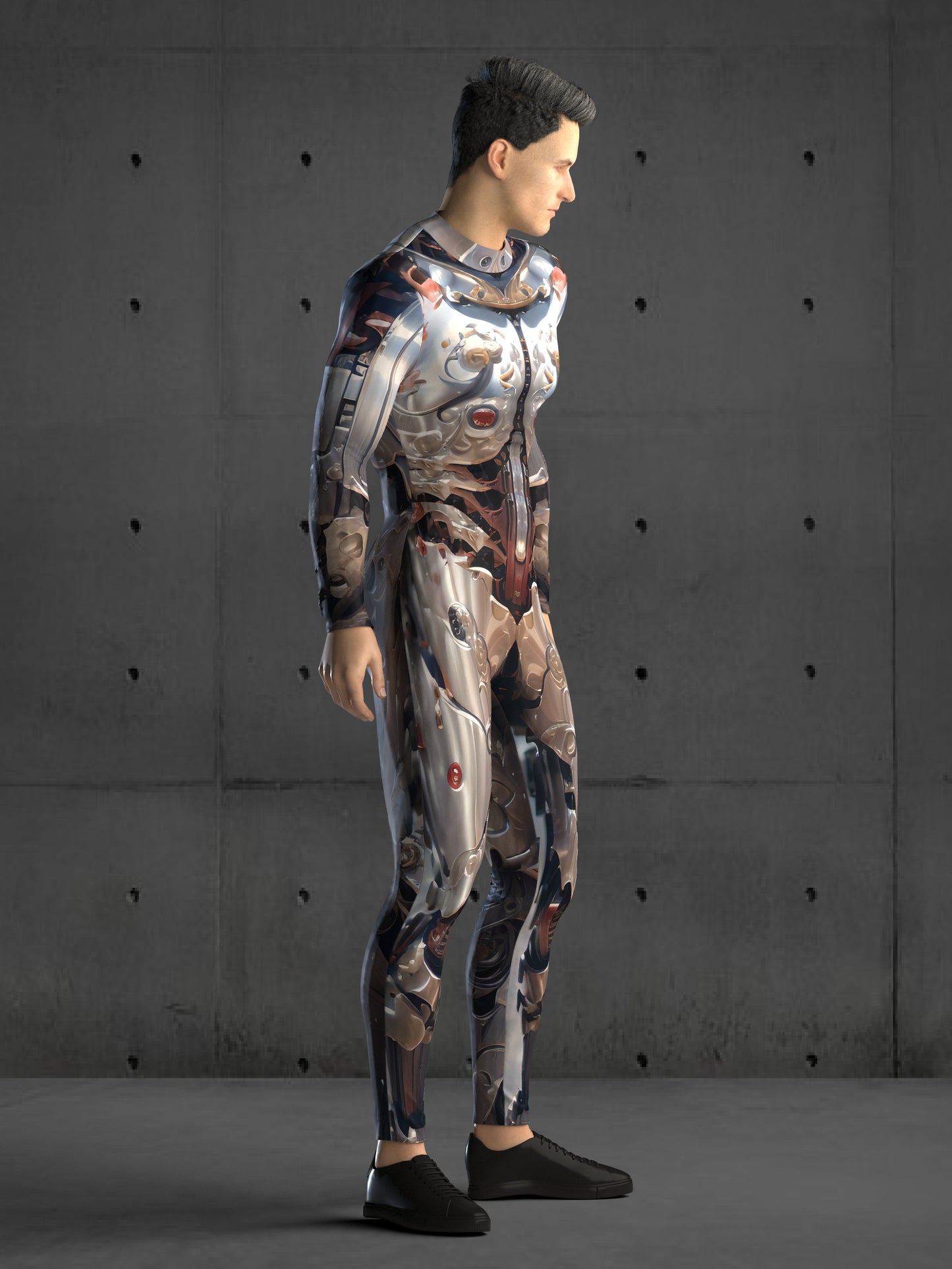 Futuristic Cyborg Costume Men (Custom Fit Available), Rave Costume Men, Festival Bodysuit, Halloween Robotic Armor Costume, A137M