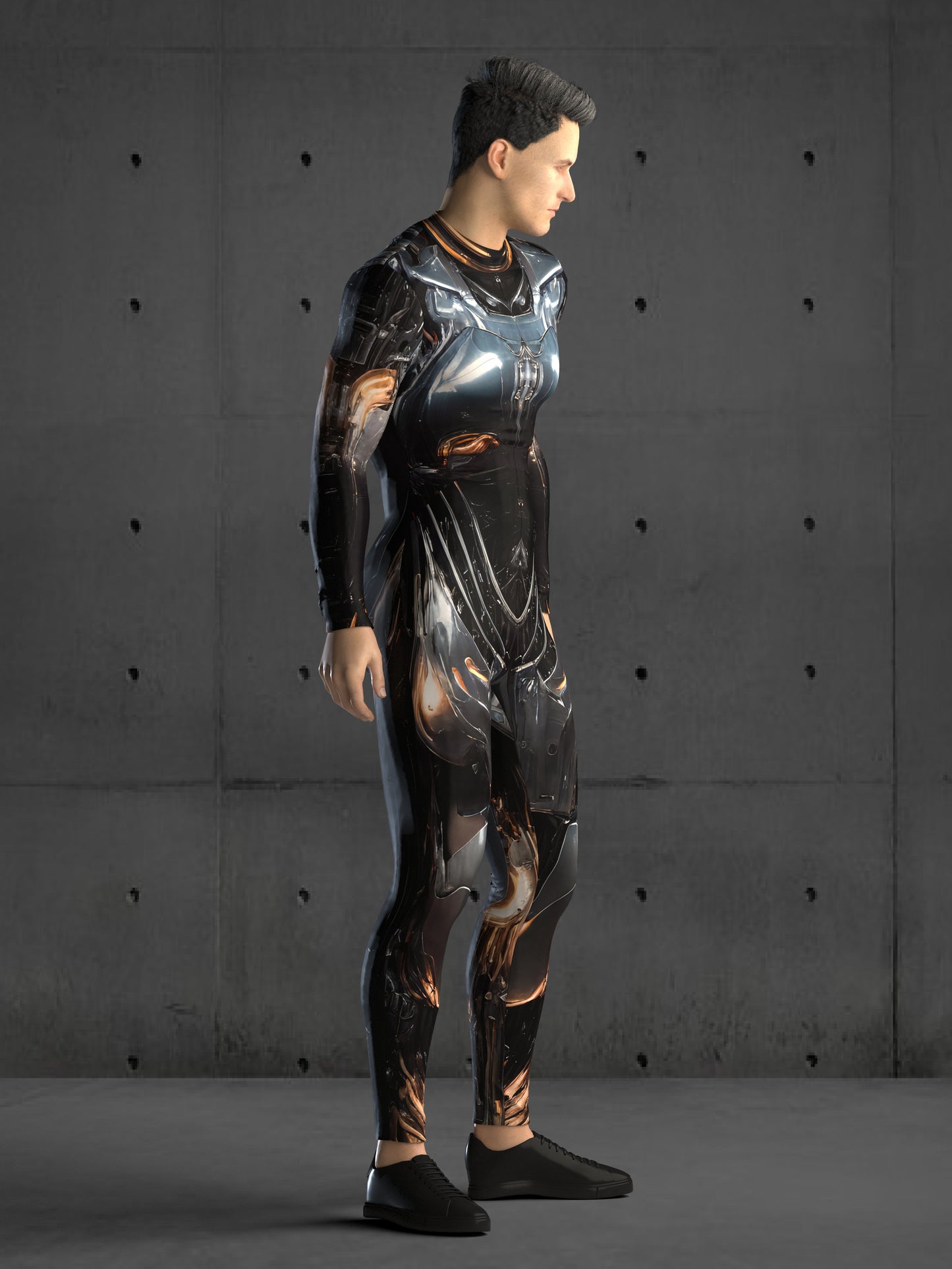 Futuristic Cyborg Costume Men (Custom Fit Available), Rave Costume Men, Festival Bodysuit, Halloween Robotic Armor Costume, A144M
