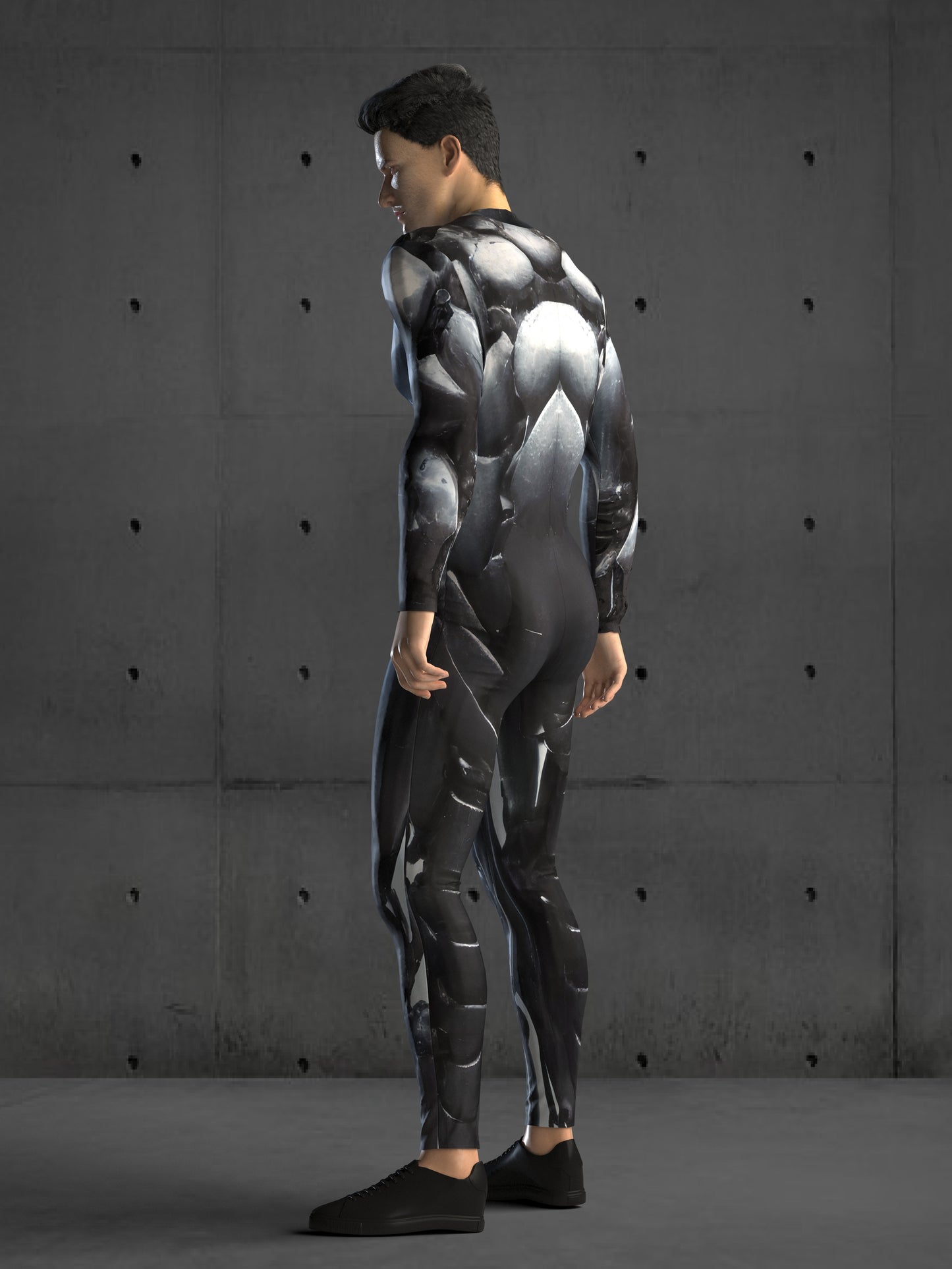 Black and Silver Space Armor Costume Men (Custom Fit Available), Rave Costume Men, Festival Bodysuit, Halloween Armor Costume, A146M