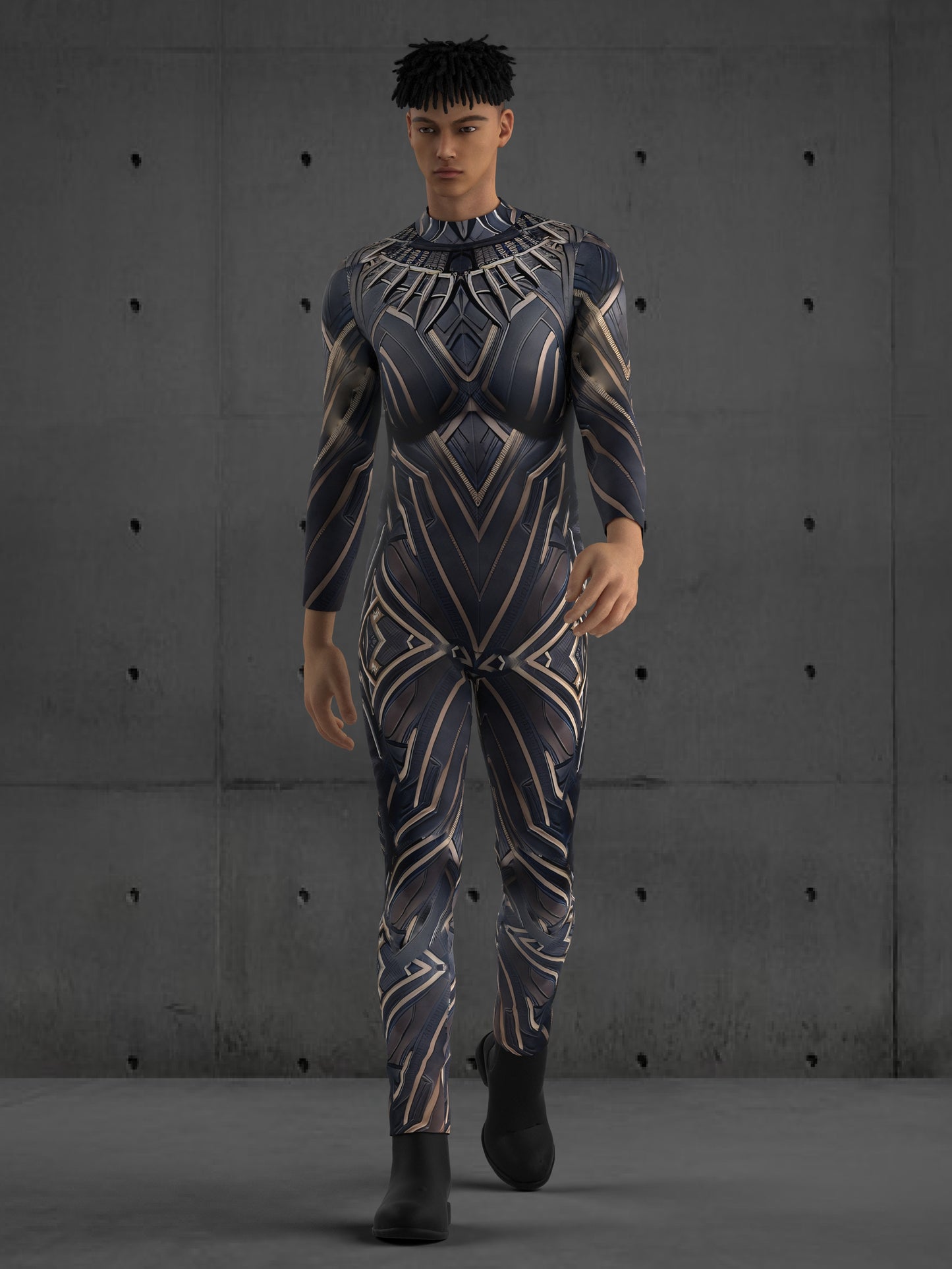 Black Panther Superhero Costume for Men, Black Custom Fit Available, Futuristic Cosplay, Halloween Superhero Costume