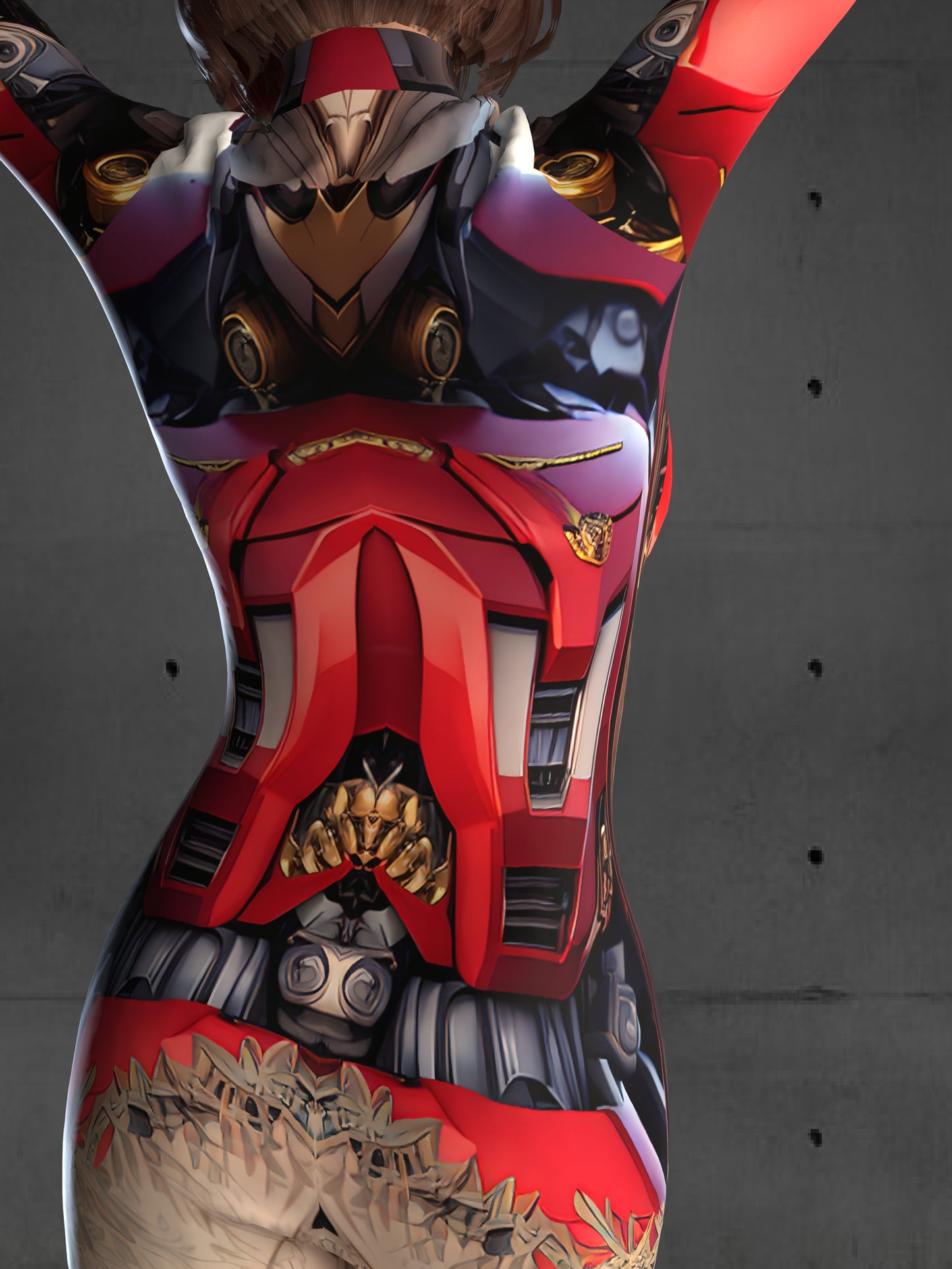 Sexy Armor Bodysuit (Custom Fit Available), Futuristic Bodysuit, Cyberpunk Clothing, Rave Outfit, Robot Costume for Women, Red Bodysuit