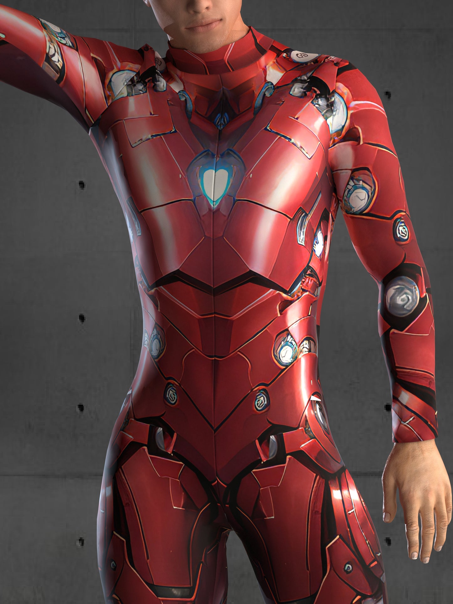 Red Robot Costume Men (Custom Fit Available), Rave Costume Men, Festival Bodysuit Men, Rave Bodysuit Men, Halloween Armor Costume, A83M