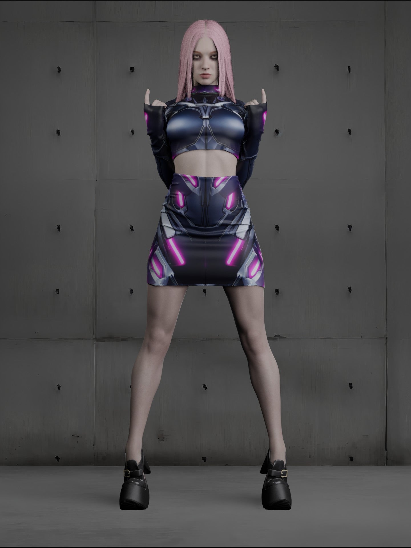 Rave Party Blue Cyber Outfit for Women (Custom Fit Available), Burning Man Clothing, Crop Top Set for Music Festivals, D18