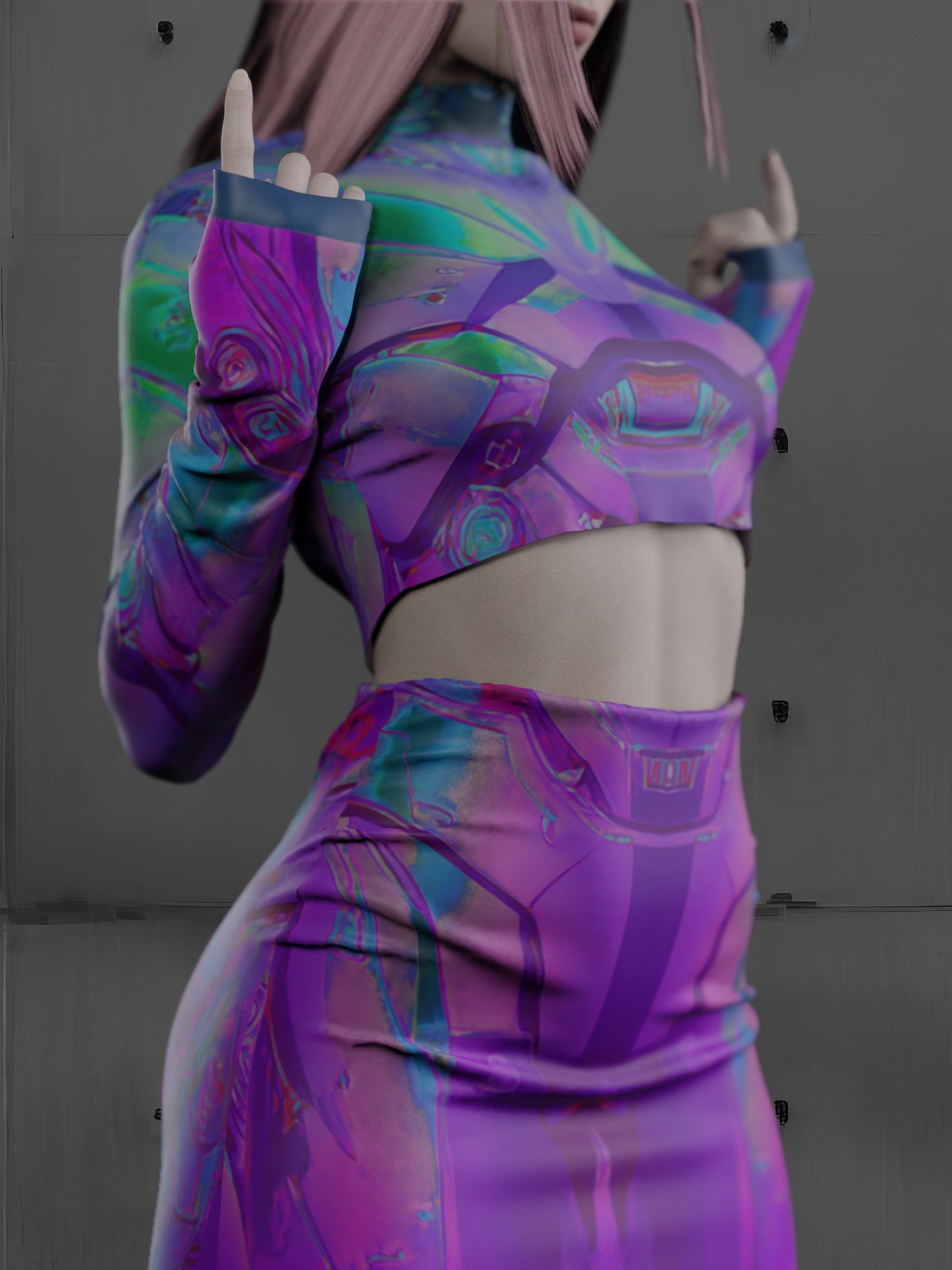 Rave Party Cyber Neon Light Crop Top Set for Women (Custom Fit Available), Burning Man Clothing, Outfit for Music Festivals, D20
