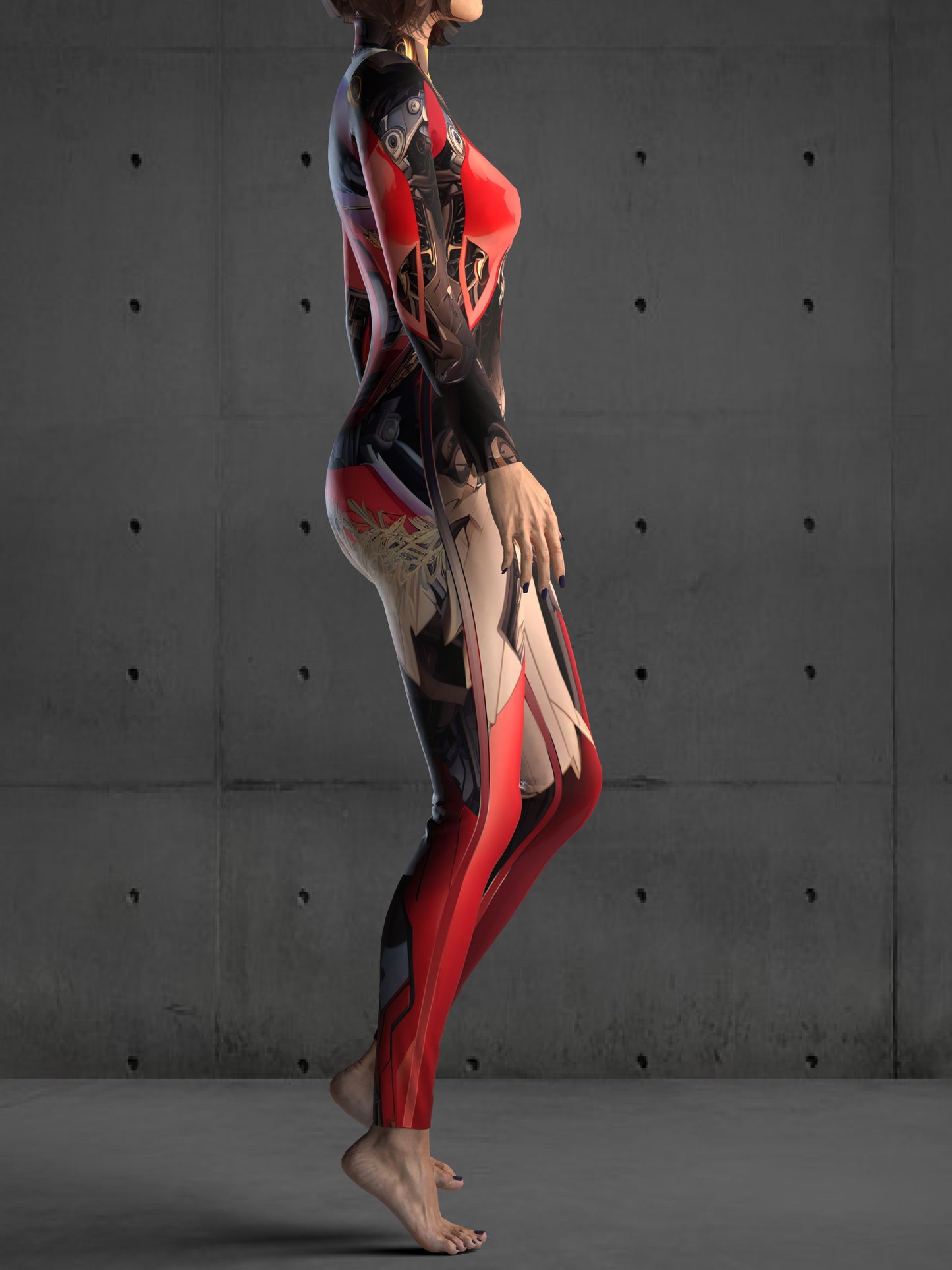 Sexy Armor Bodysuit (Custom Fit Available), Futuristic Bodysuit, Cyberpunk Clothing, Rave Outfit, Robot Costume for Women, Red Bodysuit
