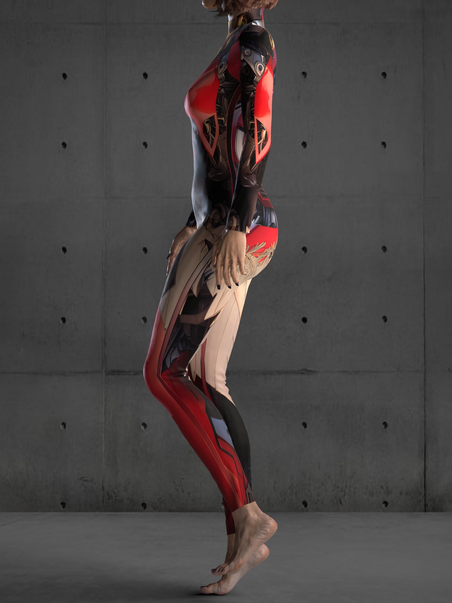 Sexy Armor Bodysuit (Custom Fit Available), Futuristic Bodysuit, Cyberpunk Clothing, Rave Outfit, Robot Costume for Women, Red Bodysuit