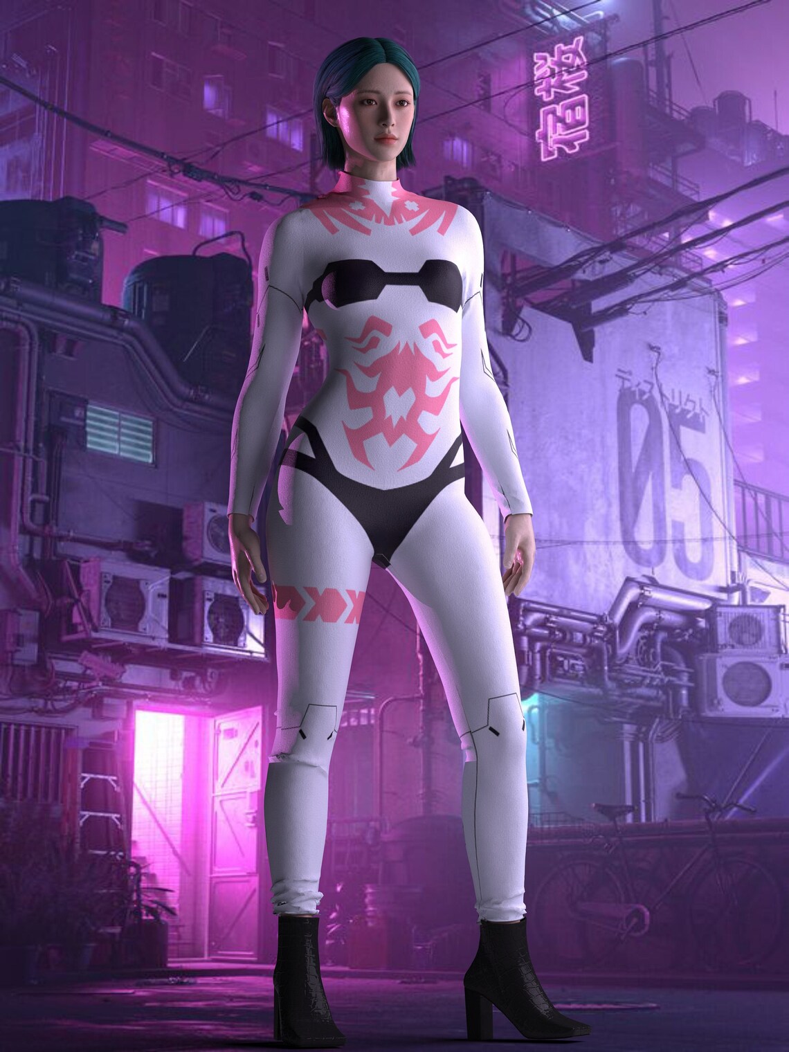 Halloween Bodysuit, Bodysuit for Music Festivals, Jumpsuit for Parties, EDC, Rebecca Costume, Rave Costume, Cyberpunk Edgerunners,by Hautico