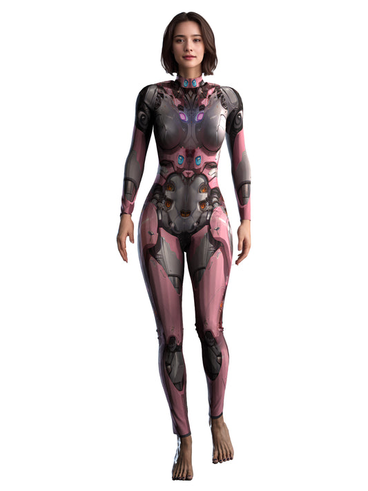 Halloween Robot Costume, Pink Cyborg Costume, Rave Costumes Adults, Iron Superhero Costume, Festival Costumes for Women A85
