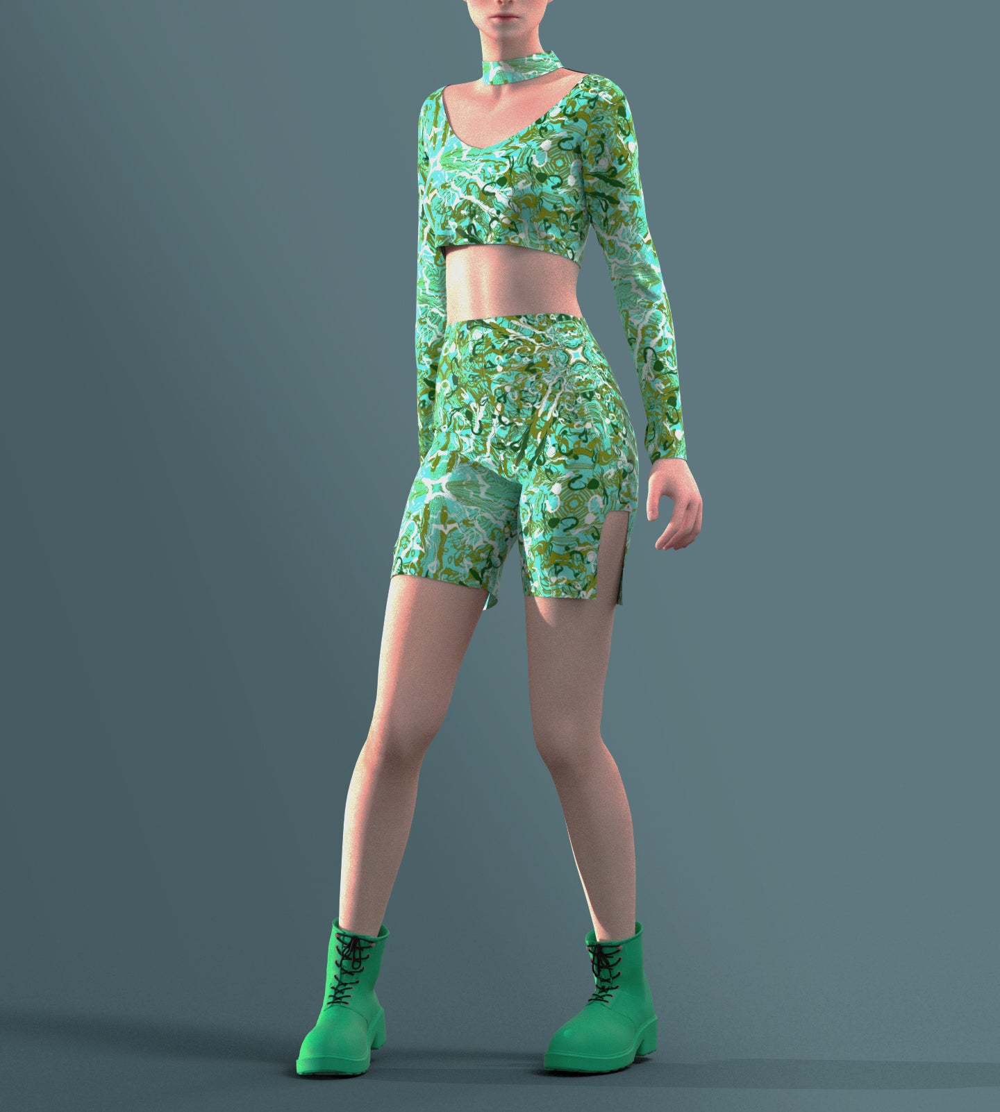 Top for Music Festivals, Jumpsuit for Parties, Green Bodysuit, Outfit for Beaches, Rave Set, Pool Parties Outfit, by Hautico