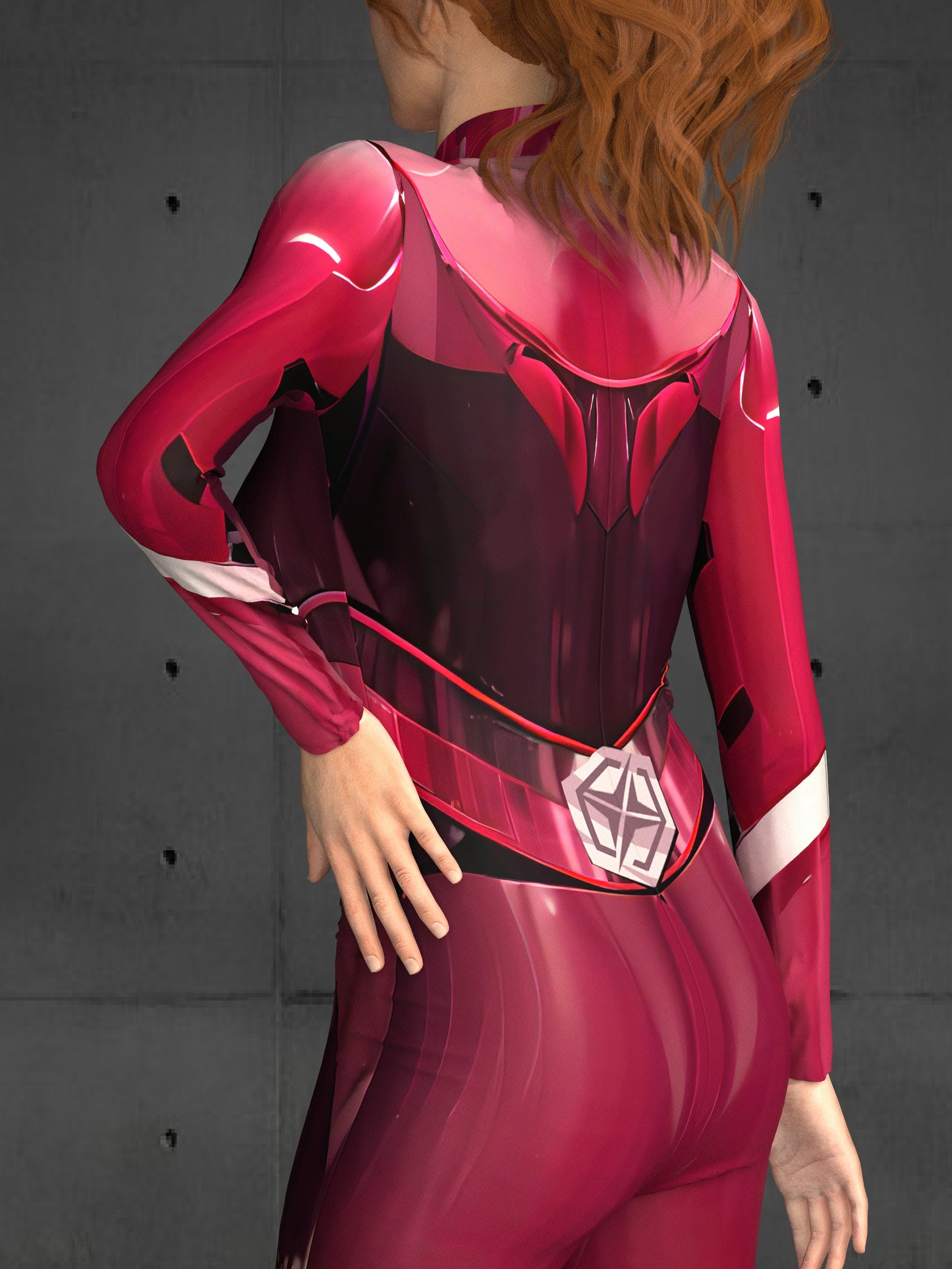 Halloween Red Cyber Ranger Costume for Women (Customizable), Cyberpunk Rave Party Outfit, Burning Man clothing SIT-HT-01, Handmade Gift
