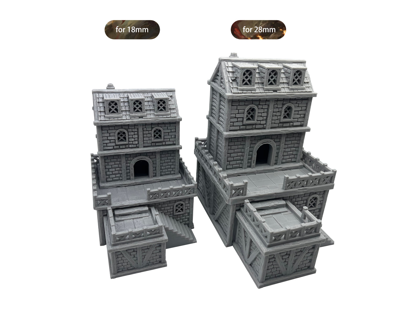 Paintable Tabletop Miniature Building Terrains Compatible with D&D, Warhammer 40K - 18mm/28mm Scale Scenery with Medieval Gothic Architecture Style by HAUTICO