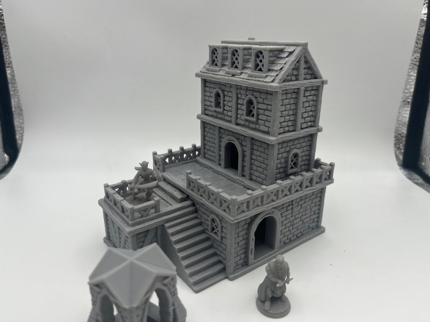 Paintable Tabletop Miniature Building Terrains Compatible with D&D, Warhammer 40K - 18mm/28mm Scale Scenery with Medieval Gothic Architecture Style by HAUTICO