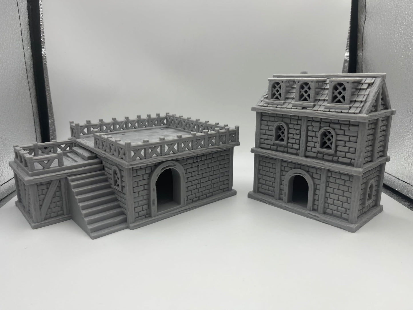 Paintable Tabletop Miniature Building Terrains Compatible with D&D, Warhammer 40K - 18mm/28mm Scale Scenery with Medieval Gothic Architecture Style by HAUTICO