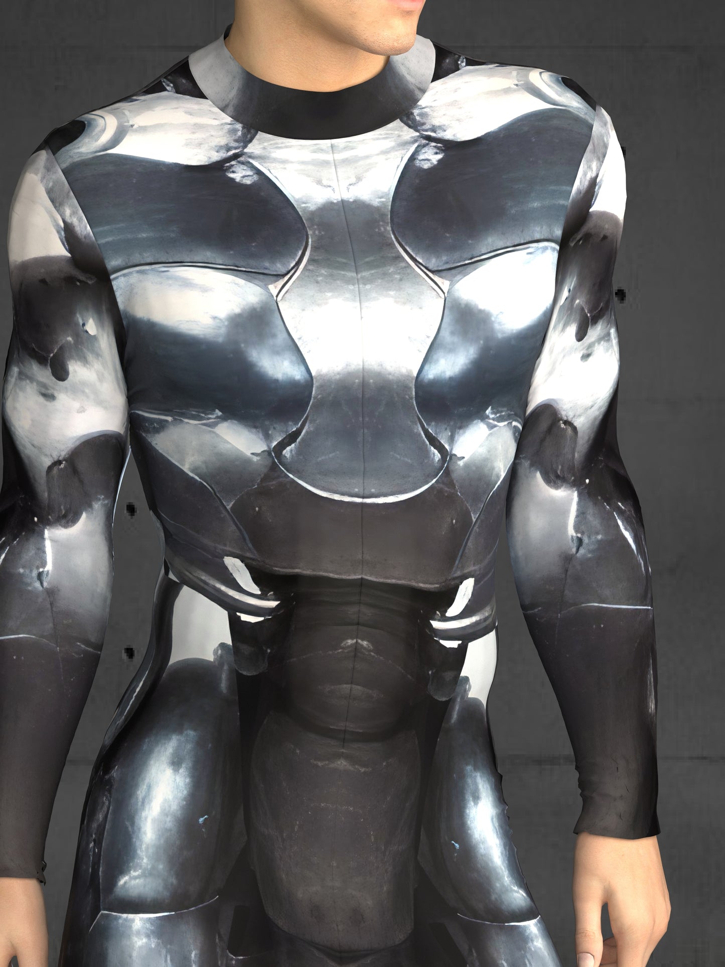 Black and Silver Space Armor Costume Men (Custom Fit Available), Rave Costume Men, Festival Bodysuit, Halloween Armor Costume, A146M