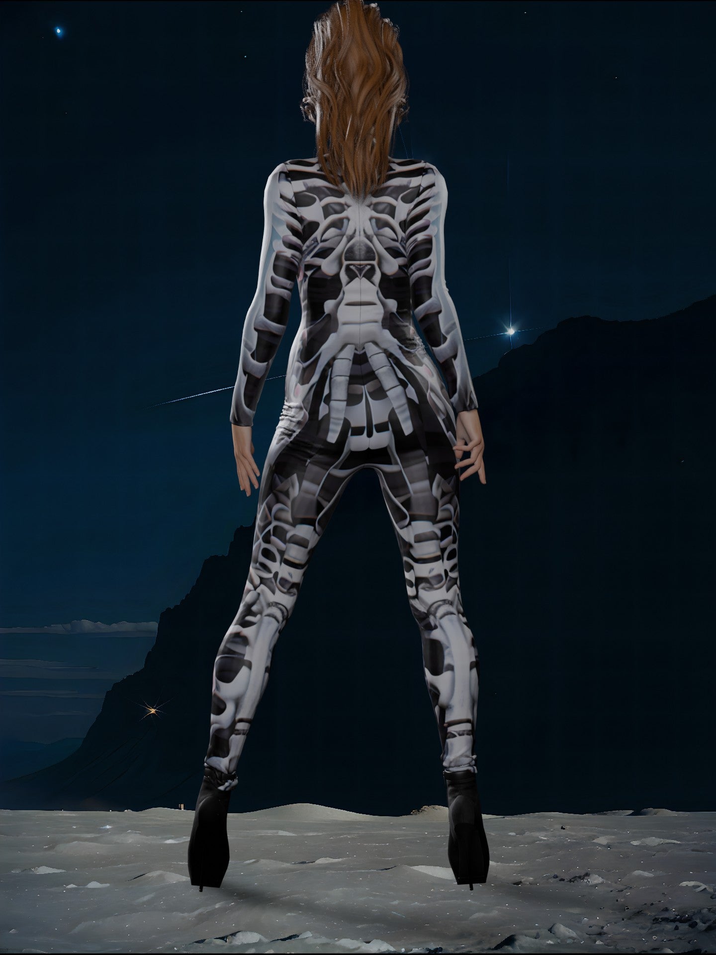 Halloween Abstract Skeleton Costume, Futuristic Rave Outfit for Parties and Carnival A217