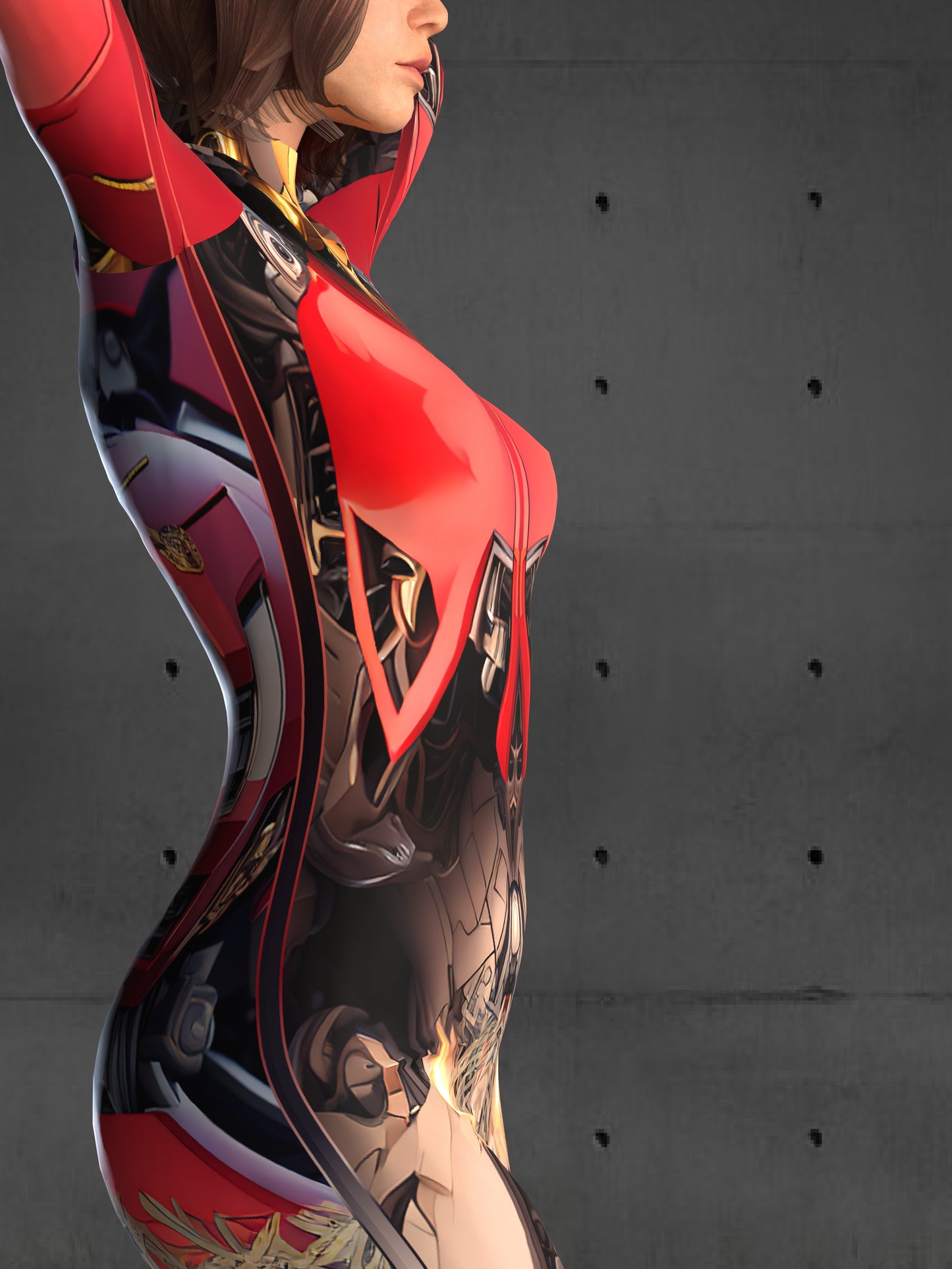 Sexy Armor Bodysuit (Custom Fit Available), Futuristic Bodysuit, Cyberpunk Clothing, Rave Outfit, Robot Costume for Women, Red Bodysuit