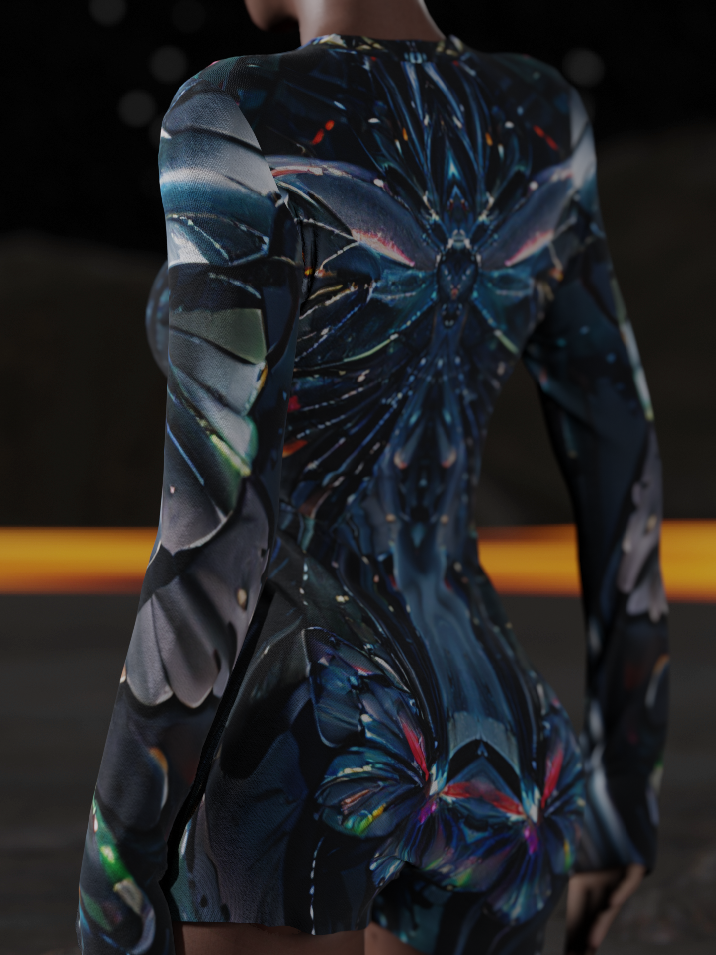 Crystal Light Line Dancing Bodysuit, Rave Festival Outfit, Long Sleeves and Shorts One Piece G296