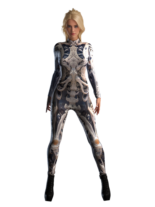 Skeleton Armor Costume Women(Custom Fit Available), Performance Clothing, Futuristic Rave Outfit, Robot Cosplay, Alien clothing A125