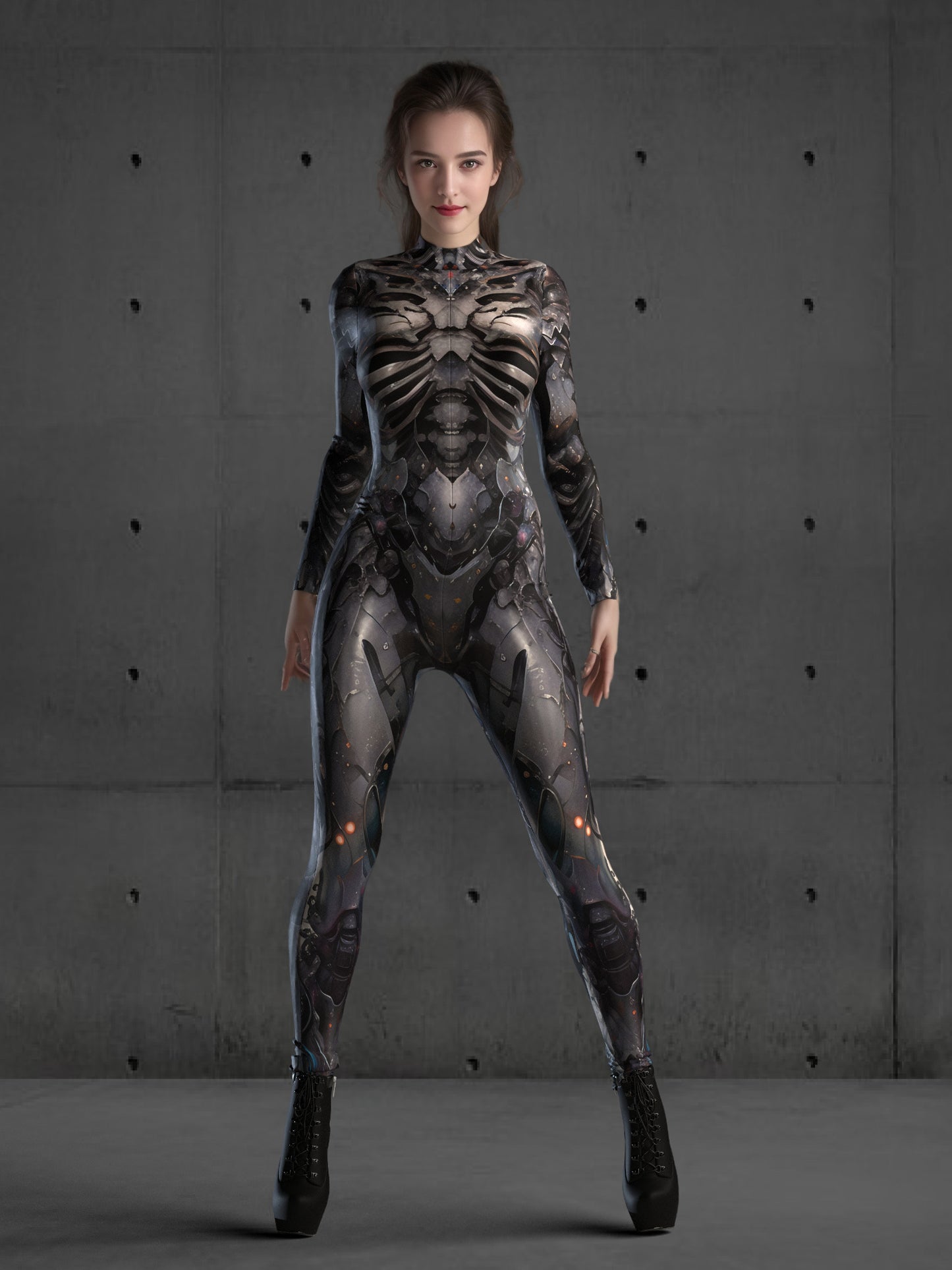 Skeleton Armor Costume Women(Custom Fit Available), Performance Clothing, Futuristic Rave Outfit, Robot Cosplay, Futuristic clothing A131
