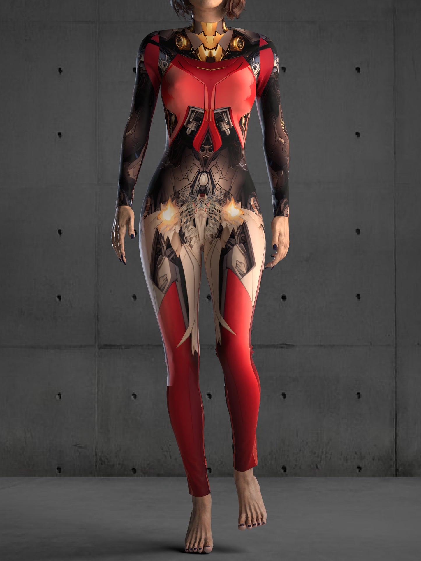 Sexy Armor Bodysuit (Custom Fit Available), Futuristic Bodysuit, Cyberpunk Clothing, Rave Outfit, Robot Costume for Women, Red Bodysuit