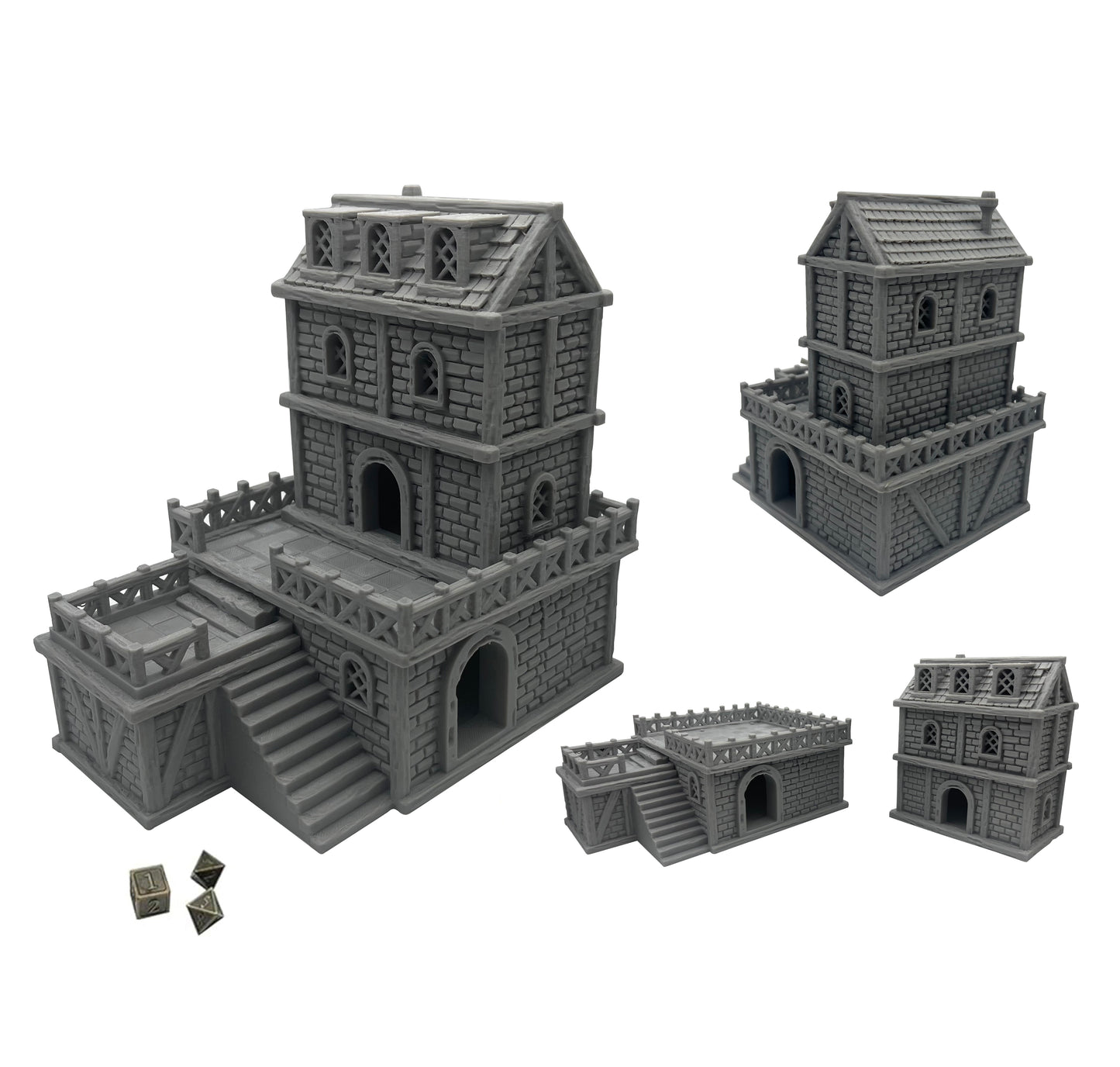 Paintable Tabletop Miniature Building Terrains Compatible with D&D, Warhammer 40K - 18mm/28mm Scale Scenery with Medieval Gothic Architecture Style by HAUTICO