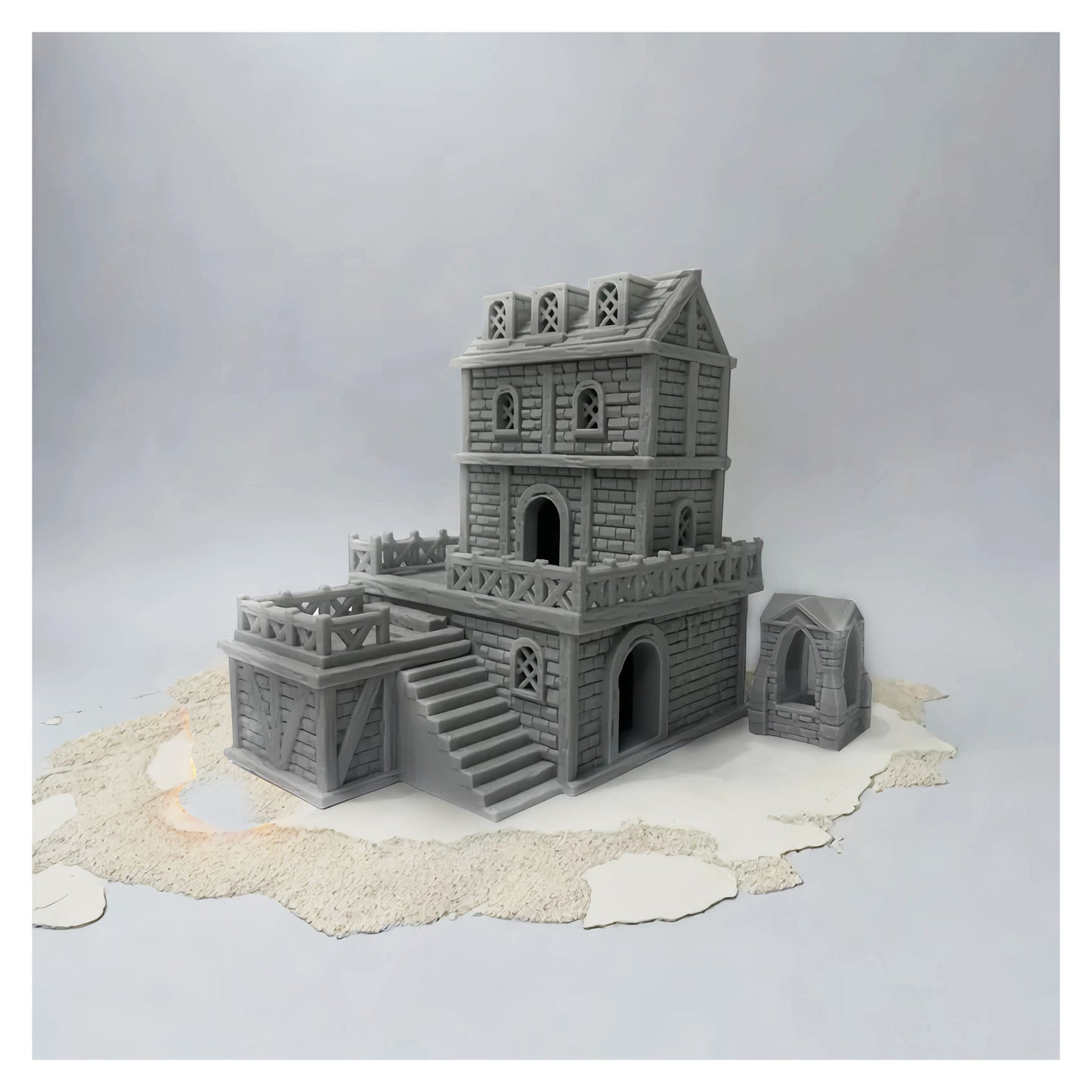 Paintable Tabletop Miniature Building Terrains Compatible with D&D, Warhammer 40K - 18mm/28mm Scale Scenery with Medieval Gothic Architecture Style by HAUTICO