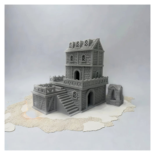 Paintable Tabletop Miniature Building Terrains Compatible with D&D, Warhammer 40K - 18mm/28mm Scale Scenery with Medieval Gothic Architecture Style by HAUTICO